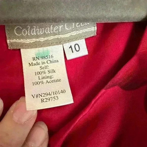 Coldwater Creek Red Floral Silk Dress Women’s Size 10 - Picture 3 of 5